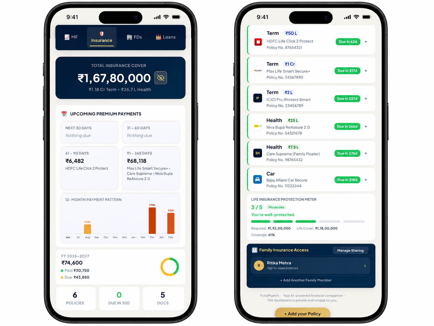 FolioMunshi Insurance Dashboard